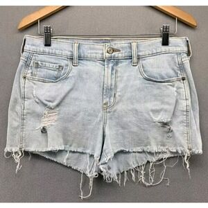Old Navy Raw Hem Cutoff Boyfriend Shorts Womens 6 Light Wash Hipster Denim Blue